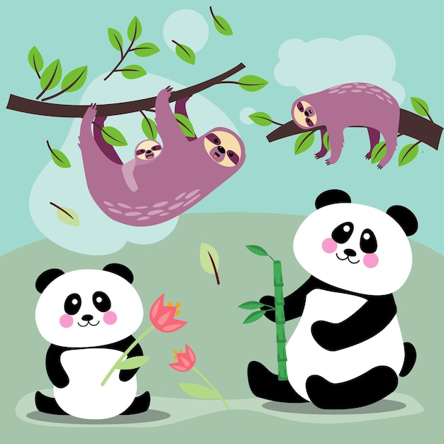 Leuke cartoon panda naadloze patroon
