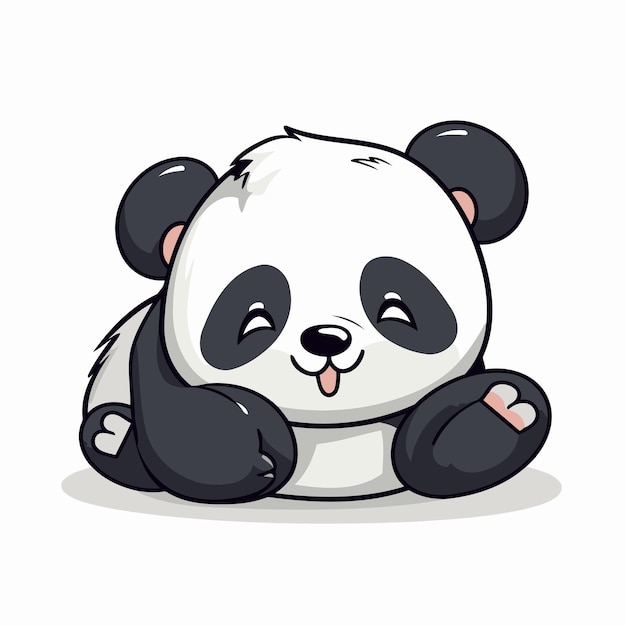 Leuke cartoon panda zit geïsoleerd op een witte achtergrond Vector illustratie