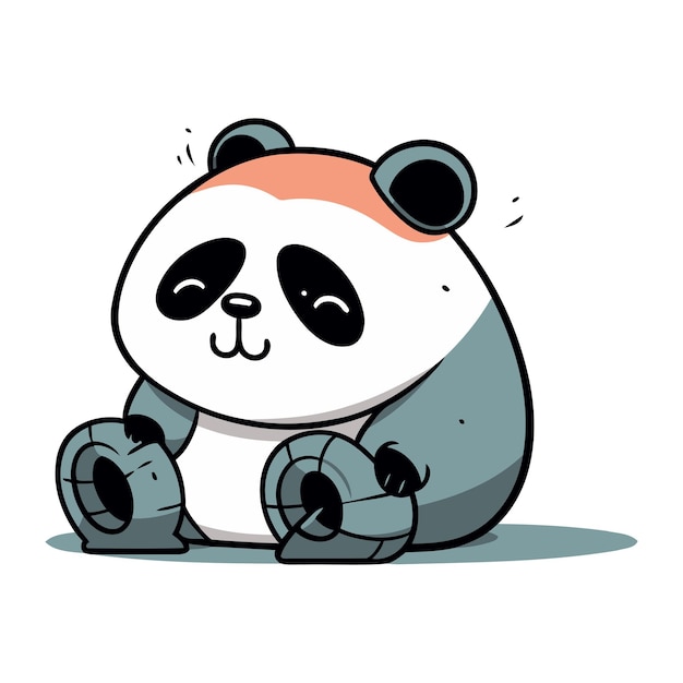 Leuke cartoon panda zit op de grond Vector illustratie