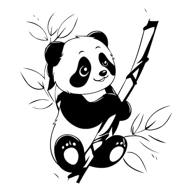 Vector leuke cartoon panda zit op een tak vector illustratie