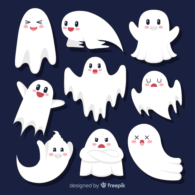 Leuke cartoon platte halloween ghost collection