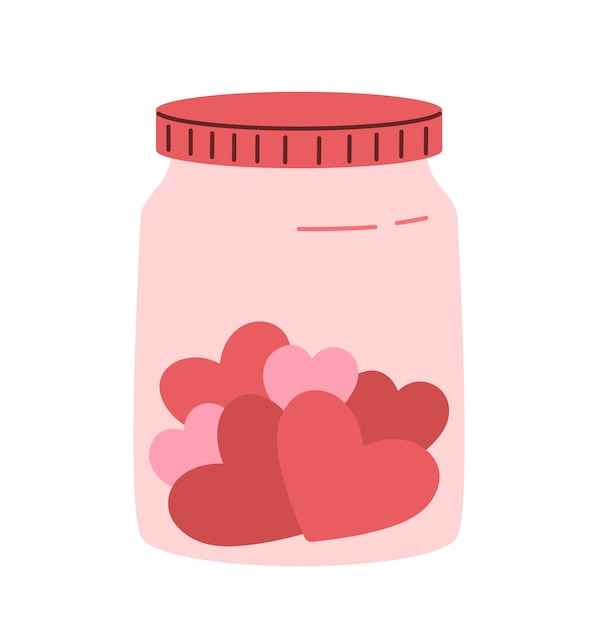 Leuke cartoon pot met harten op witte achtergrond vector illustratie valentijnsdag