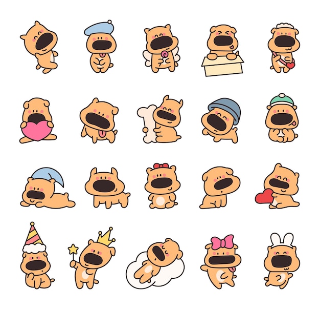 Leuke cartoon puppy personages