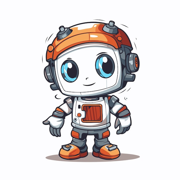 Vector leuke cartoon robot vector illustratie geïsoleerd op een witte achtergrond