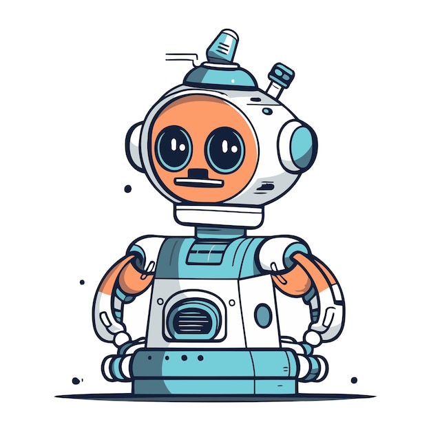 Leuke cartoon robot Vector illustratie geïsoleerd op witte achtergrond