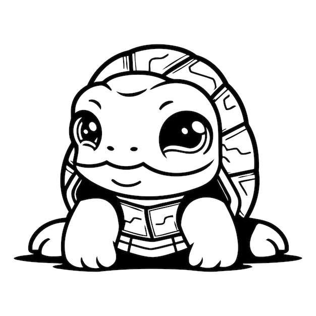 Leuke cartoon schildpad geïsoleerd op een witte achtergrond Vector illustratie