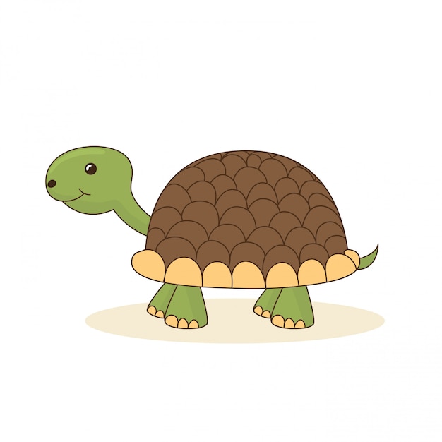 Leuke cartoon schildpad geïsoleerd op wit