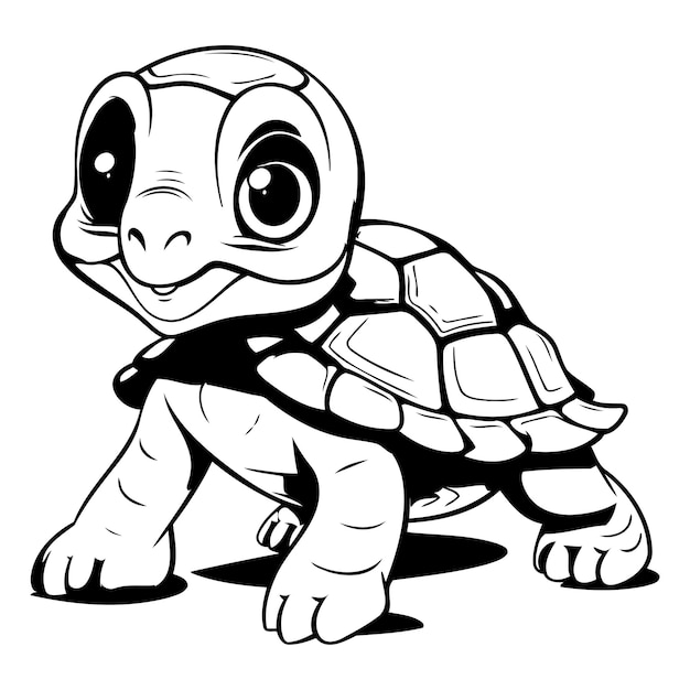 Vector leuke cartoon schildpad zwart-wit vector illustratie voor kleurboek