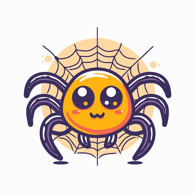 Leuke cartoon spinnekop met spinnenweb Halloween icoon Vector illustratie