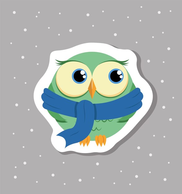 Leuke cartoon uil sticker