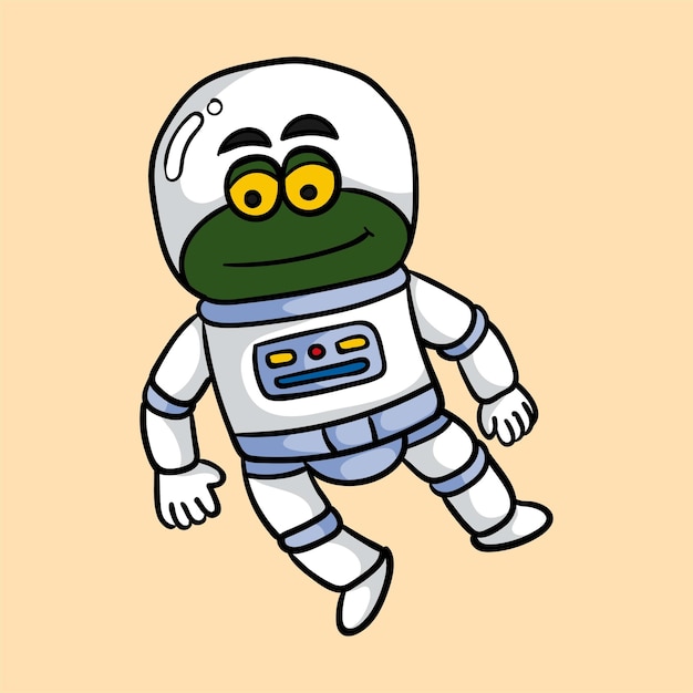 Leuke cartoon van Astronout witte kikker