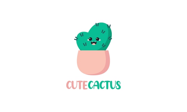 Leuke cartoon van kleine gelukkige cactusillustratie