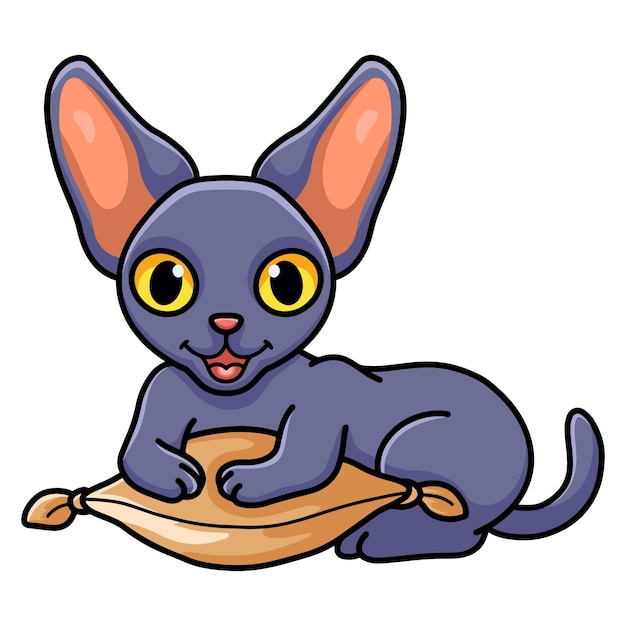 Leuke cartoon van peterbald katten op het kussen