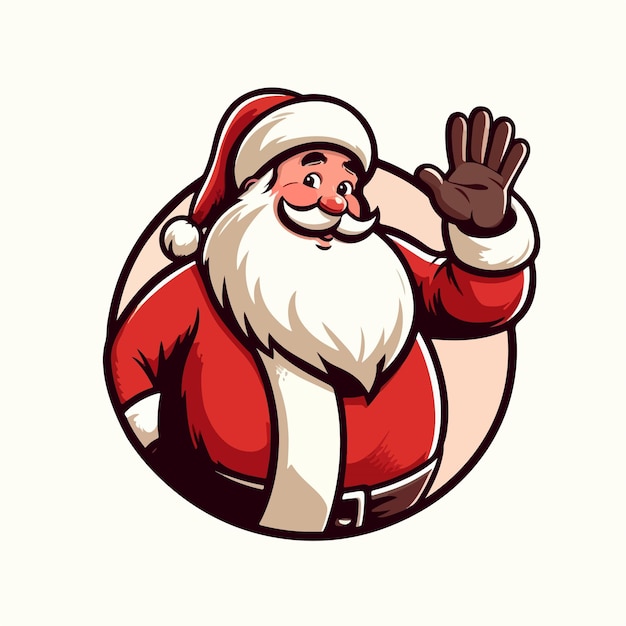 Leuke Cartoon Vector illustratie van een gelukkige glimlachende Kerstman die uit de cirkel zwaait Ai Generated