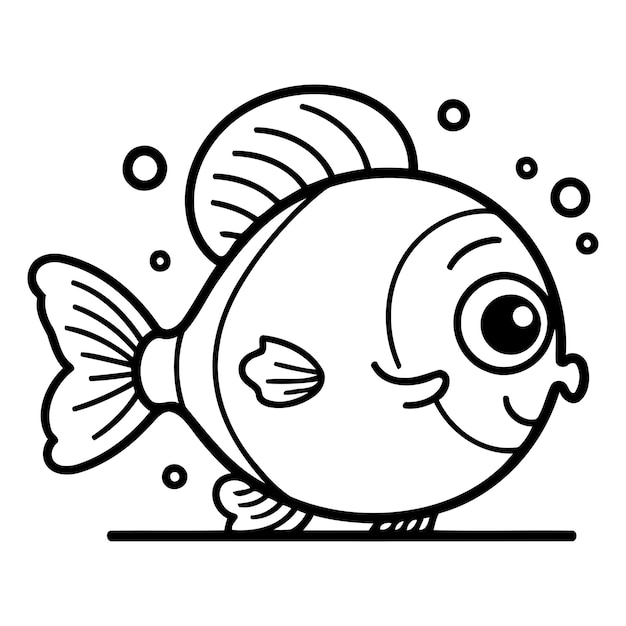 Leuke cartoon vis Vector illustratie geïsoleerd op een witte achtergrond