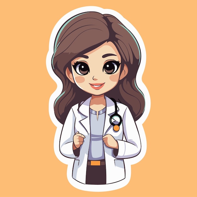 Leuke cartoon vrouwelijke dokter met stethoscoop Vector illustratie