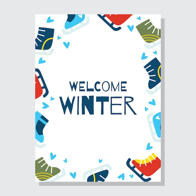 Leuke cartoon winter thema poster en kaart ontwerp