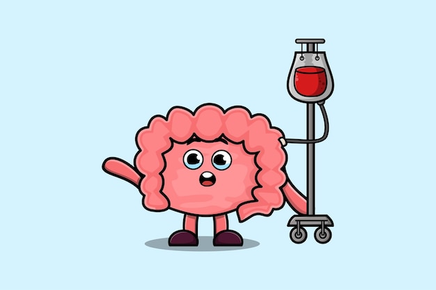 Leuke cartoonillustratie van Darm met bloedtransfusie met schattige moderne stijl deign