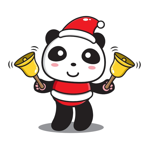 Leuke cartoonpanda die kerst viert