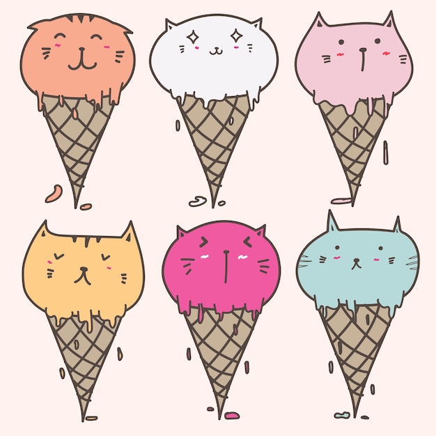 Leuke cat ice cream set.