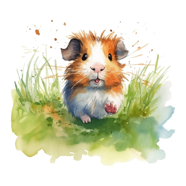 Leuke cavia cartoon in aquarel stijl