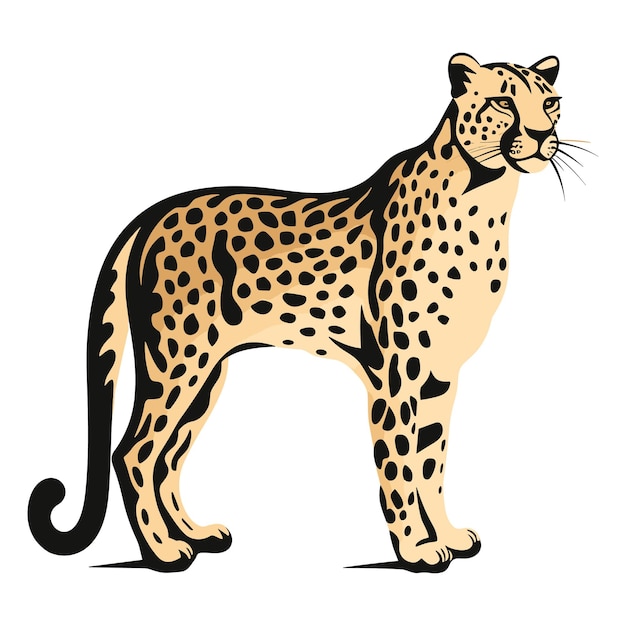 Leuke Cheetah Cartoon Vector Art Illustratie Ontwerp