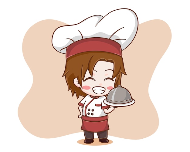 Vector leuke chef-kok jongen cartoon afbeelding