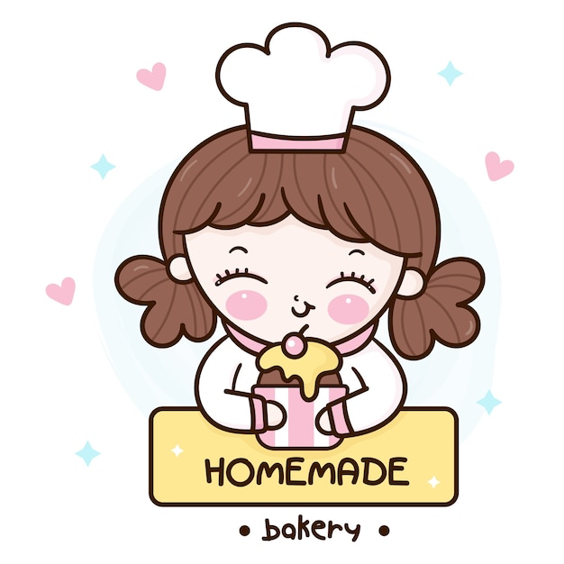 Leuke chef-kok kawaii girl series bakkerij