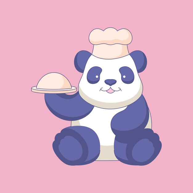 Leuke chef-kok panda cartoon vector pictogram illustratie