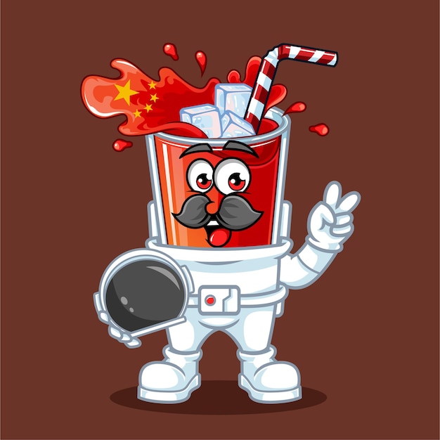 Vector leuke china drink vlag astronaut mascotte vectorillustratie