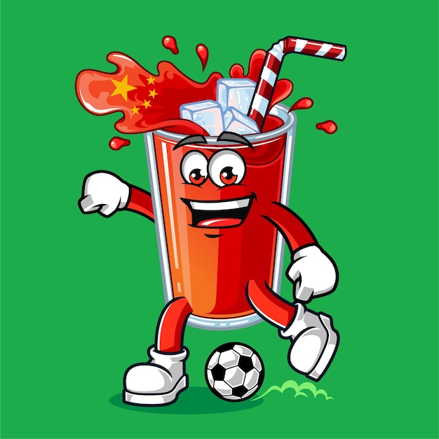 Leuke china drinken vlag voetballen mascotte vectorillustratie