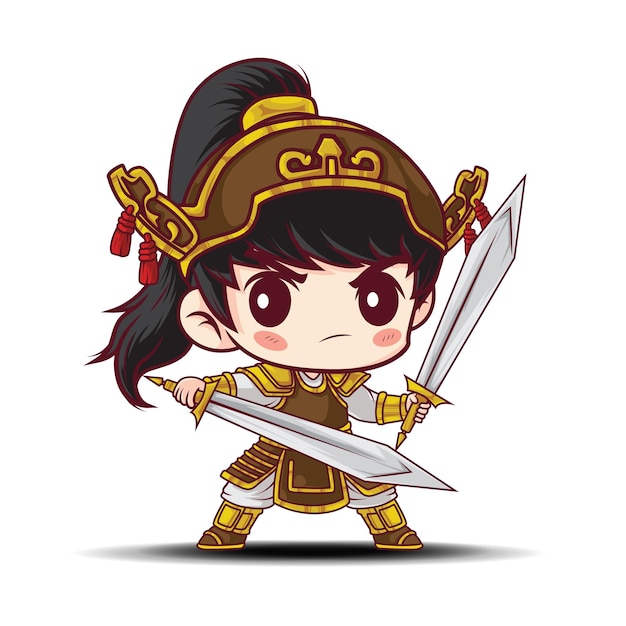 Vector leuke chinese warrior character vector shibi cartoon