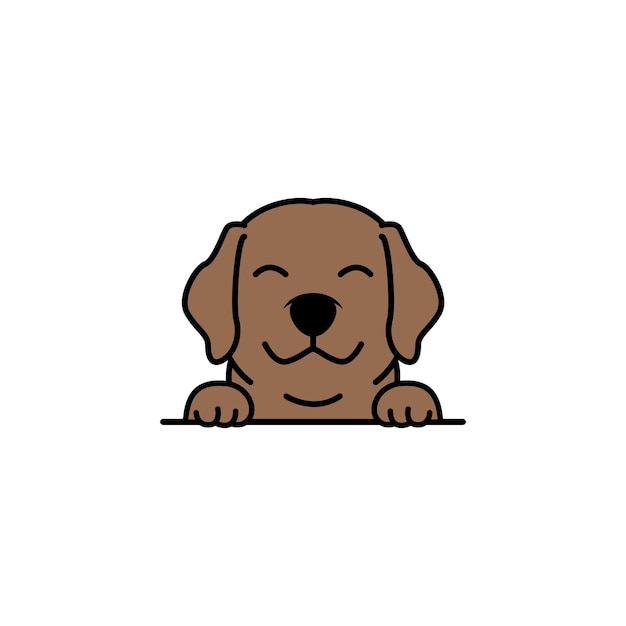 Leuke chocoladebruine labrador retriever puppy lachende cartoon vectorillustratie