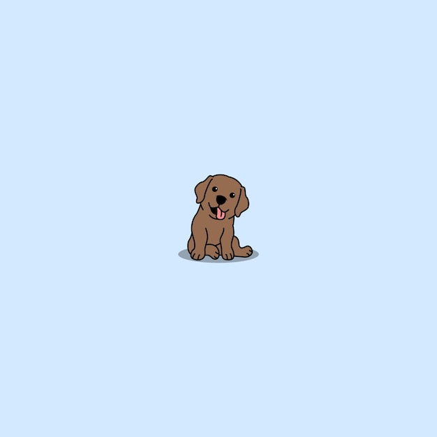 Leuke chocoladebruine labrador retriever puppy zittend cartoon vectorillustratie