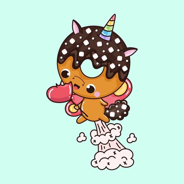 Leuke Clip Art Donut Unicorn Vector Illustratie van een Kawaii Dier voor Stickers Baby Shower