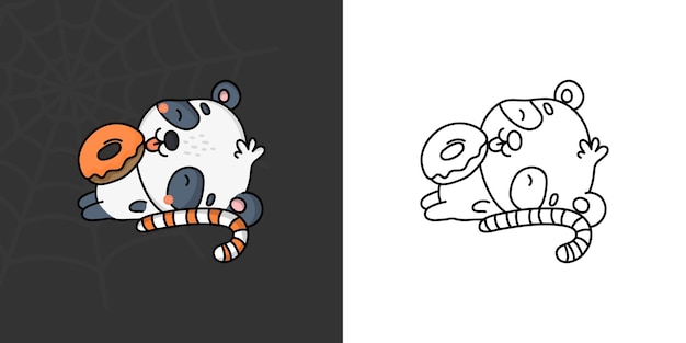 Leuke Clipart Halloween Panda Illustratie en voor de kleurplaat. Cartoon illustraties Halloween Beer.