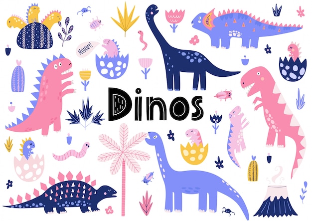 Leuke collectie dinosaurussen met hun babydino's