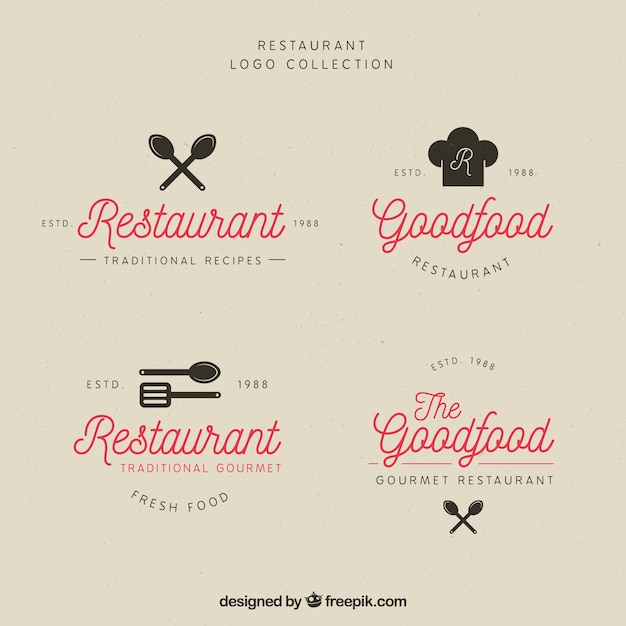 Vector leuke collectie vintage restaurantlogo's