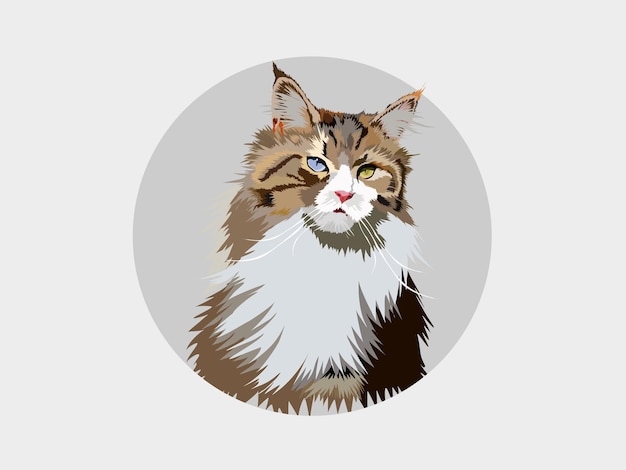 Leuke coole kat met huisdier kat sticker concept cartoon vectorillustratie