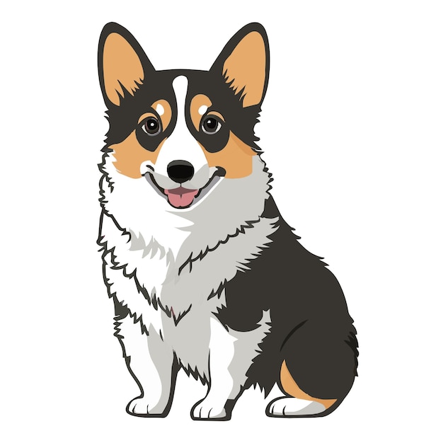 Leuke Corgi-hond geïsoleerd platte vectorillustratie