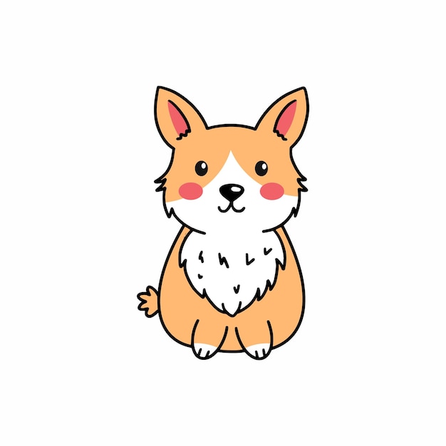 Leuke corgi hond pet design elementen voor ansichtkaarten pictogrammen stickers doodle vectorillustratie