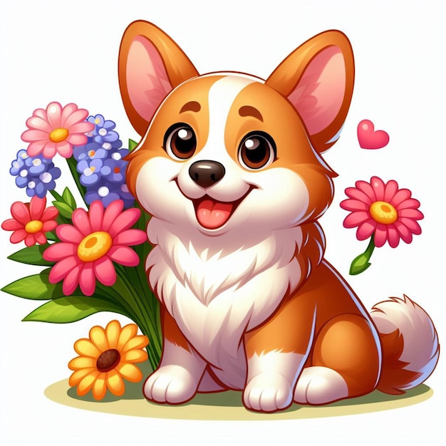 Leuke Corgi Honden Vector cartoon illustratie