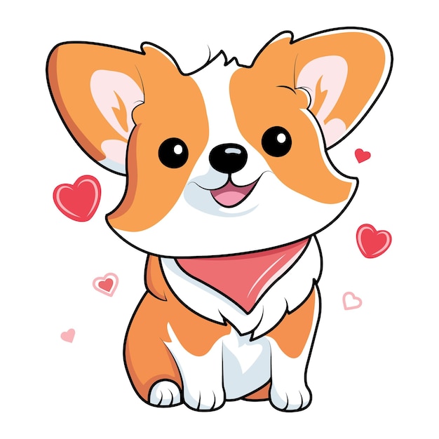 Vector leuke corgi met harten vector illustratie