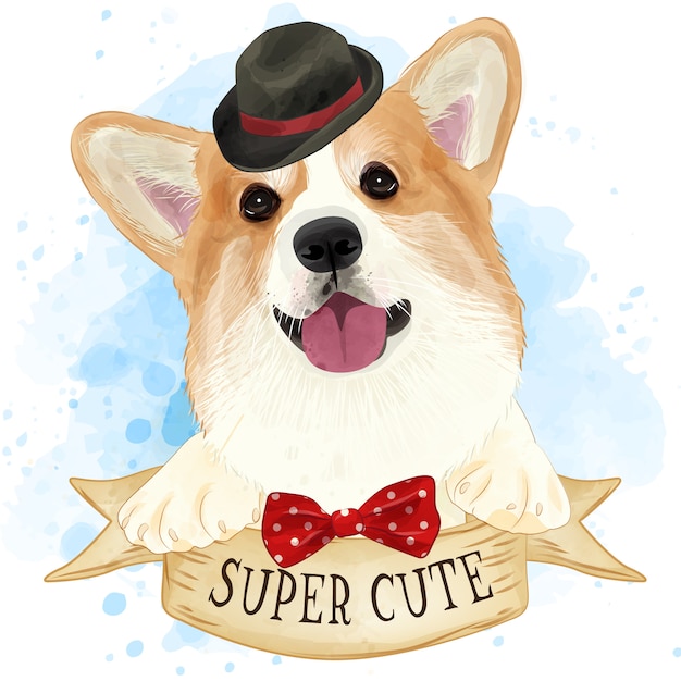 Vector leuke corgi-waterverf