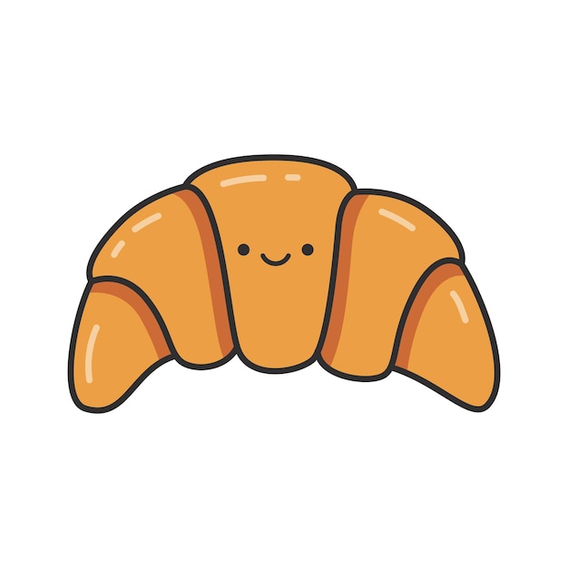 Leuke croissant vectorillustratie in platte cartoon stijl