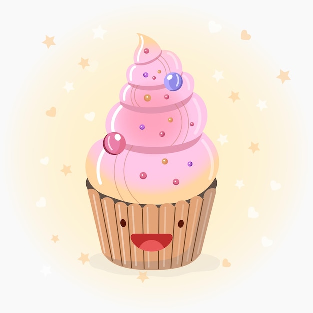 Leuke cupcake vectorillustratie pictogram.