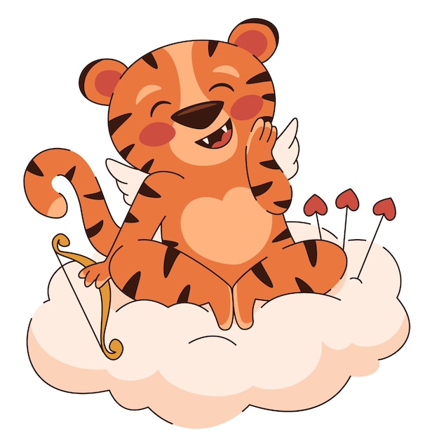 Leuke cupido valentijn gelukkig lachend amoer tijger