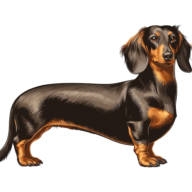 Vector leuke dachshund hond cartoon vector style witte achtergrond