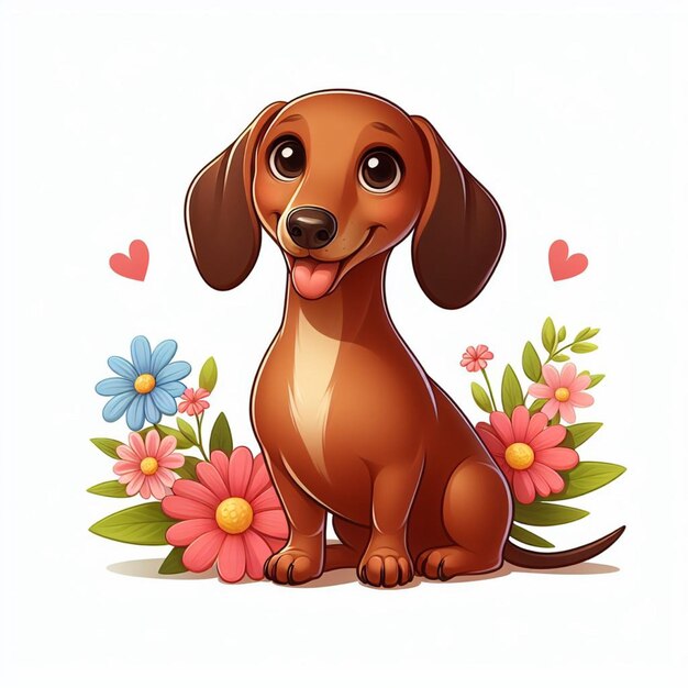 Leuke Dachshund Honden Vector Cartoon illustratie