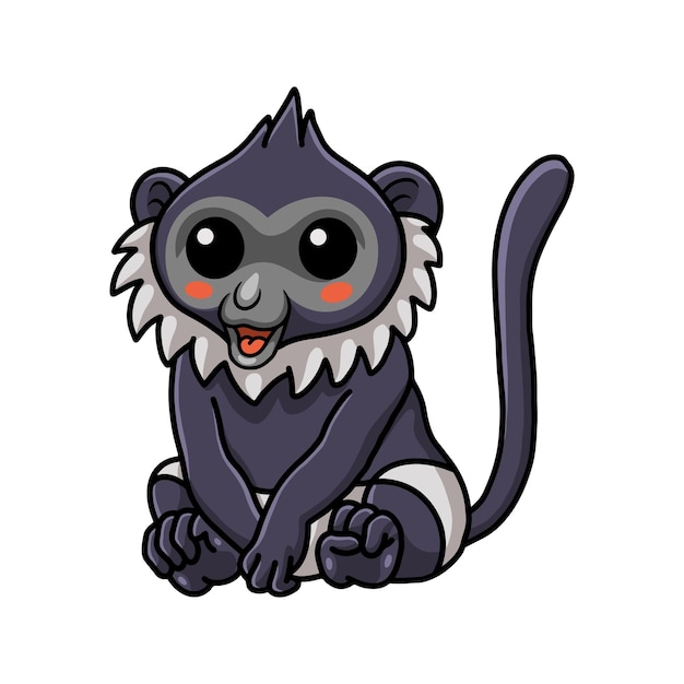 Leuke delacour's langur cartoon zitten